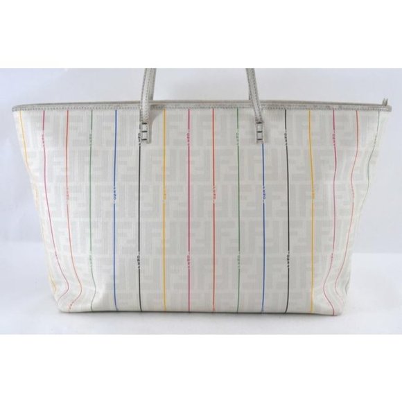 Fendi White Multicolor Zucca Print Coated Canvas XL Tote - Picture 9 of 10